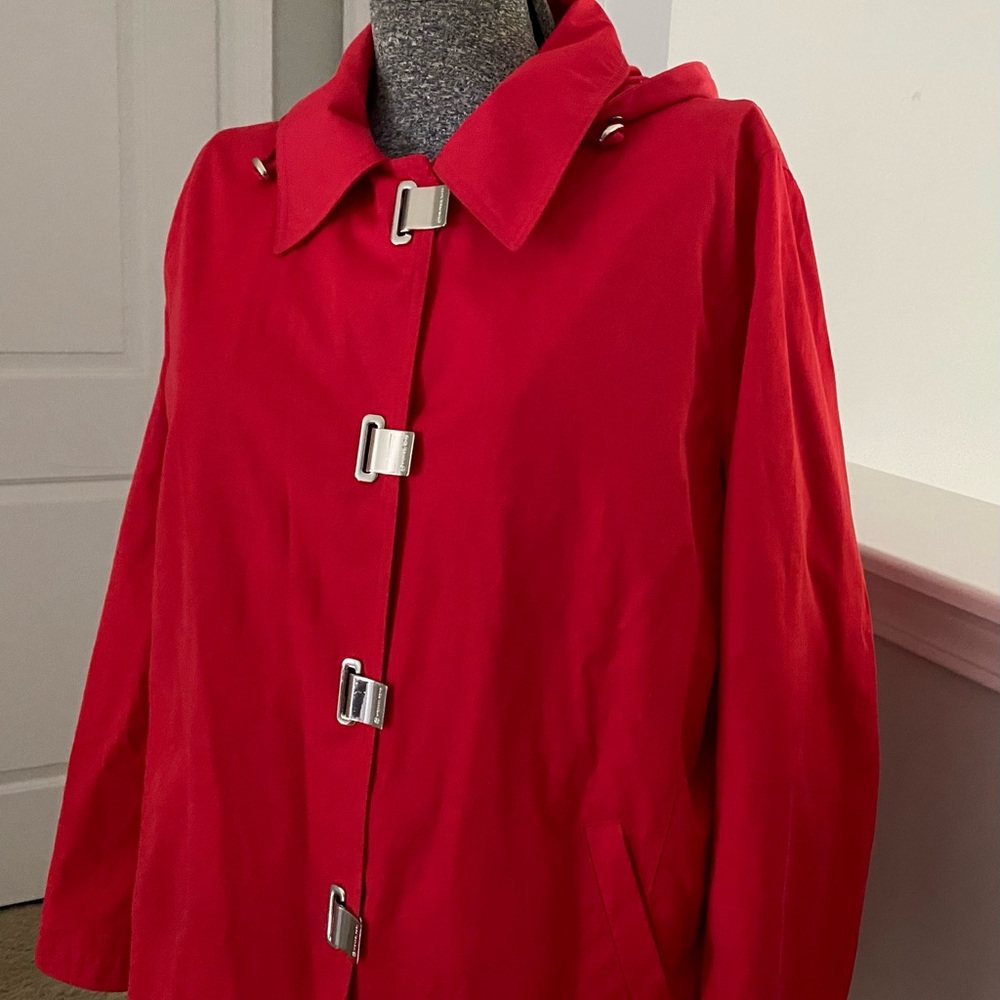 XL Michael Kors LINED Raincoat Designer Jacket Pockets Removable Hood Waterproof